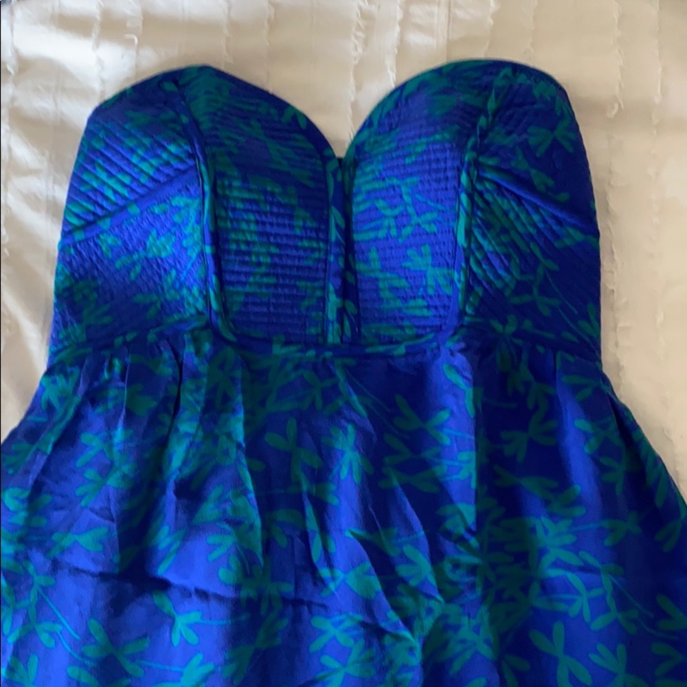 Anthropologie Maple silk strapless dress